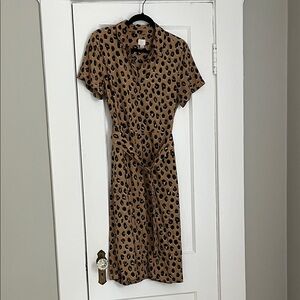 A New Day Tan and Black Patterned Midi Dress